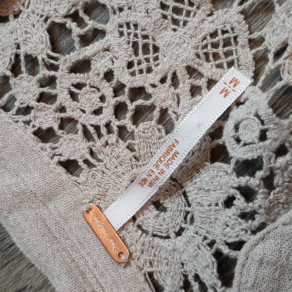 Ladies lace accent boho free people long sleeved synch waistband jumpsui… - Picture 5 of 17